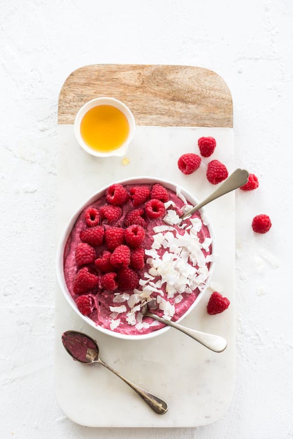 Big Bowl of Raspberry Pudding Stock Image Image of coconut, raspberry 121045365