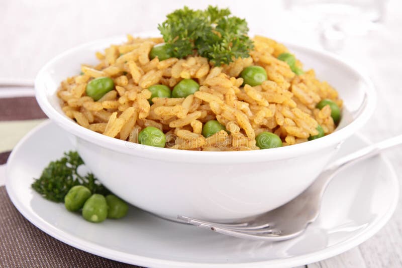 Bowl of rice and pea stock photo. Image of fried, healthy 33144324
