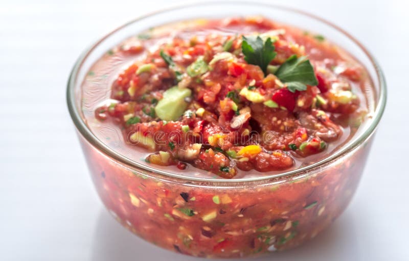 Bowl Of Salsa With Ingredients Stock Photo Image of food, mexican