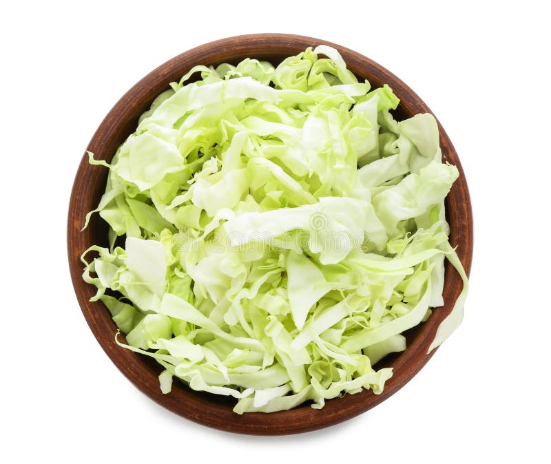 Bowl with Shredded Cabbage on White Background Stock Photo Image of