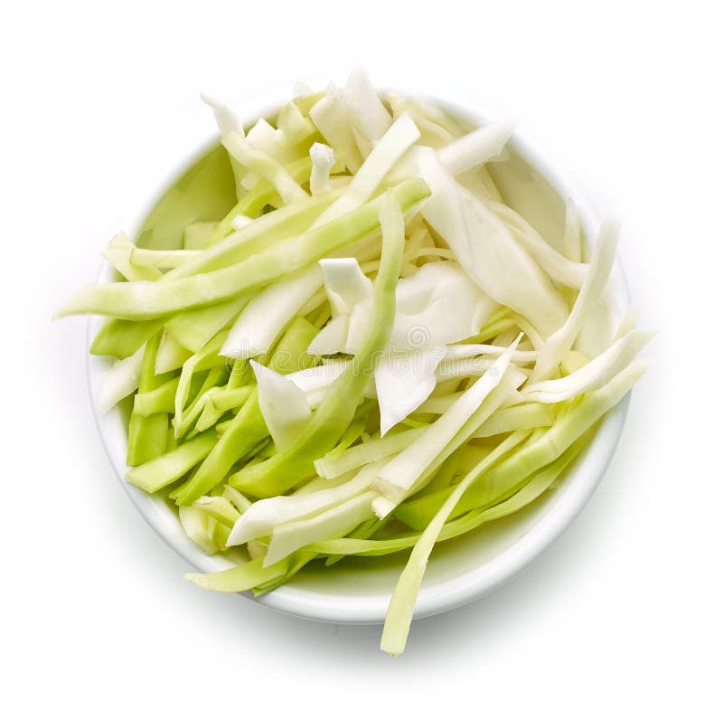 Bowl of sliced cabbage, from above royalty free stock image