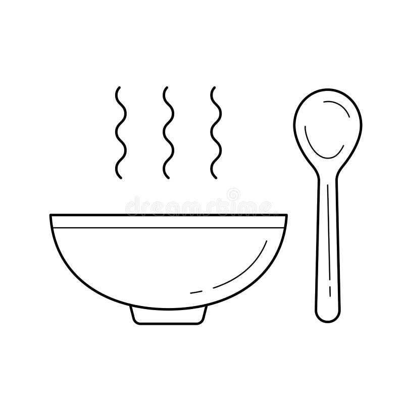 Bowl of Soup with Spoon Hand Drawn Sketch Icon. Stock Vector ...