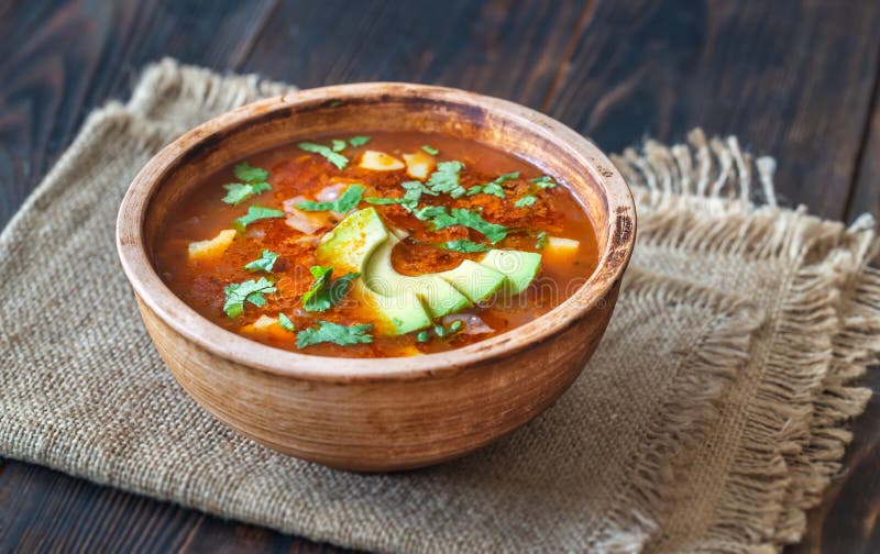 Bowl of spicy Mexican soup