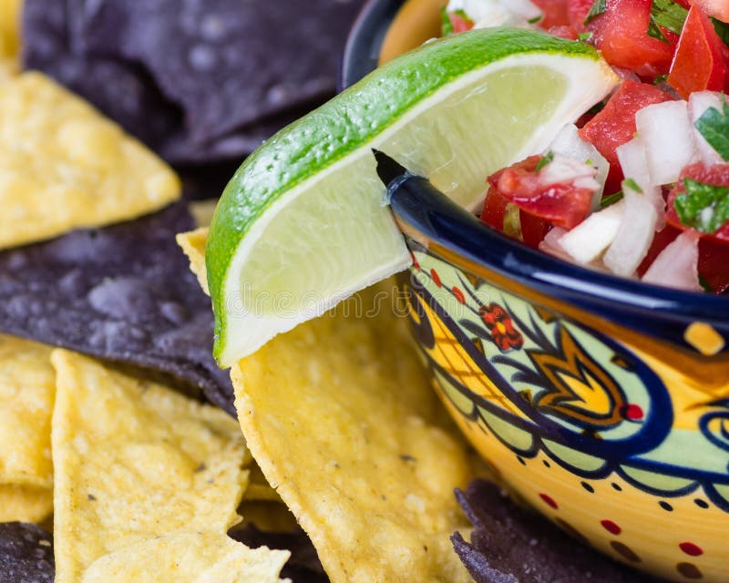 Bowl of Spicy Salsa and Corn Chips Stock Image Image of mexican, chip