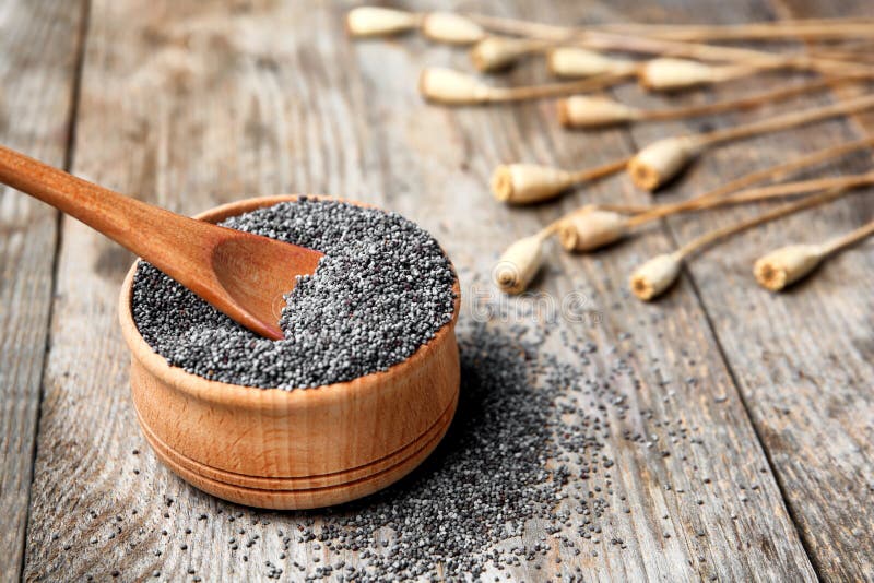 Bowl and spoon with poppy seeds