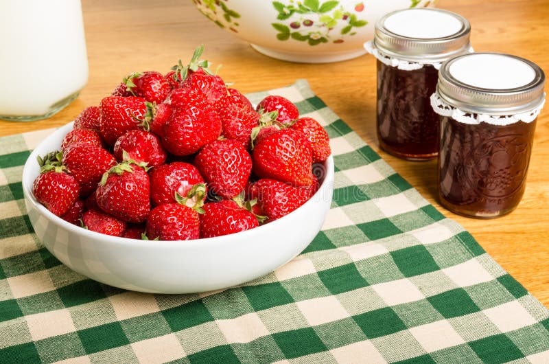 Bowl of Strawberries with Milk and Jelly Stock Image Image of sweet