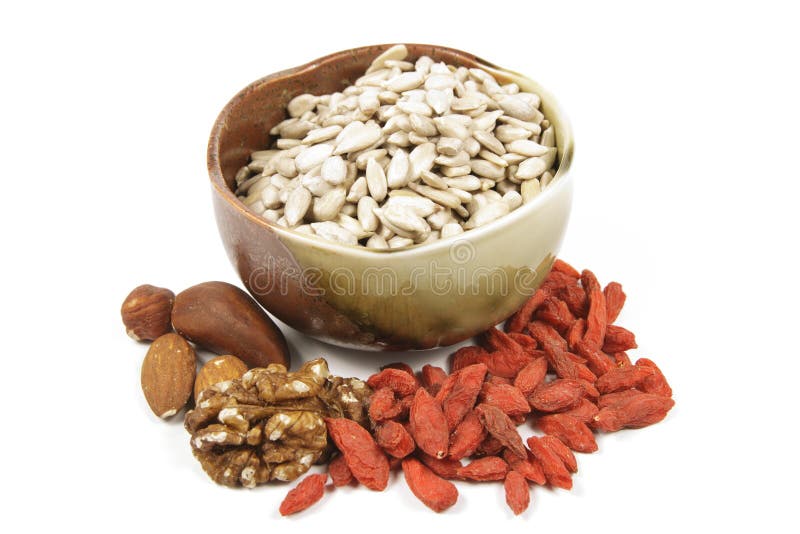 Bowl of Sunflower Seeds with Mixed Nuts