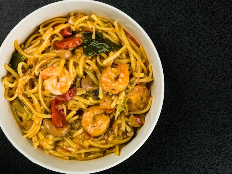 King prawn noodles stock photo. Image of thai, onion - 12345708