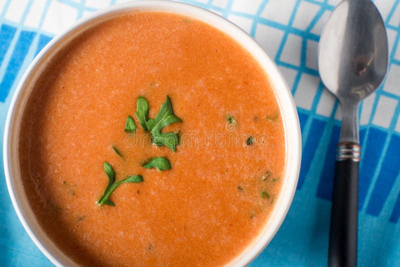 Bowl of Tomato and Herb Soup Stock Image - Image of appetizer, fresh ...