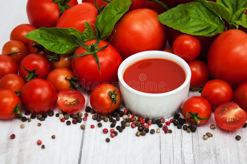 Bowl with tomato sauce