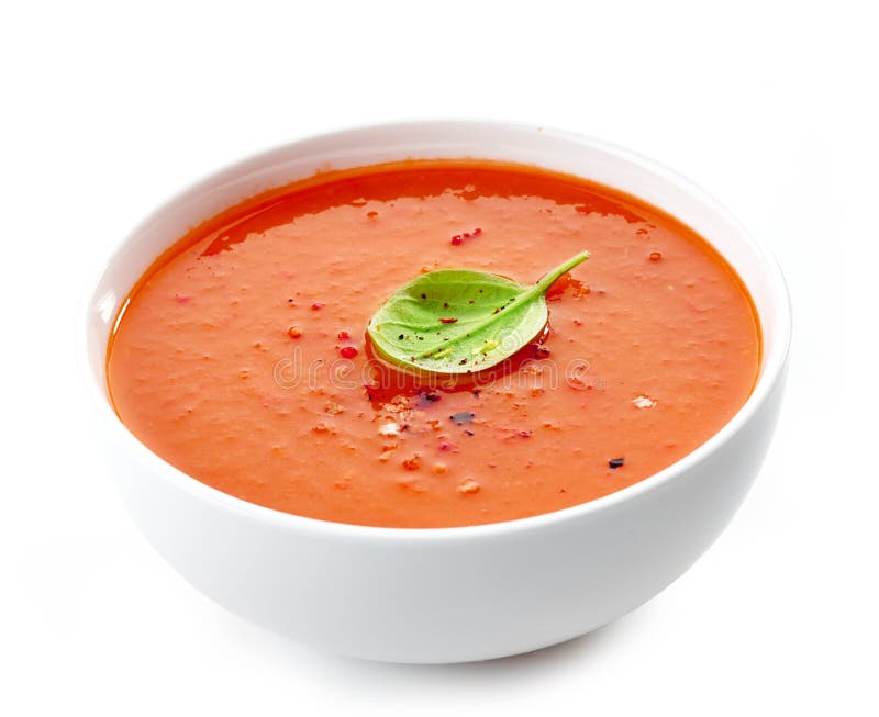 Bowl of tomato soup stock image. Image of green, vegetarian - 33463347