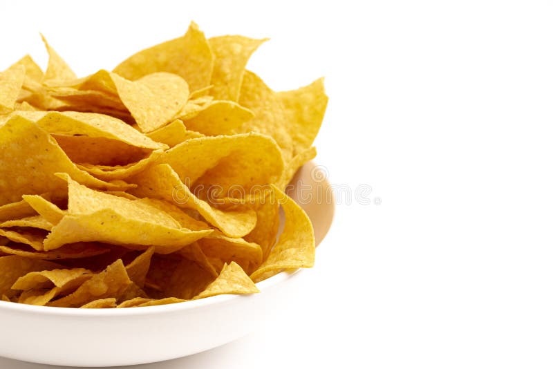 Bowl of Tortilla Chips on a White Background Stock Photo Image of chip, triangle 242193918