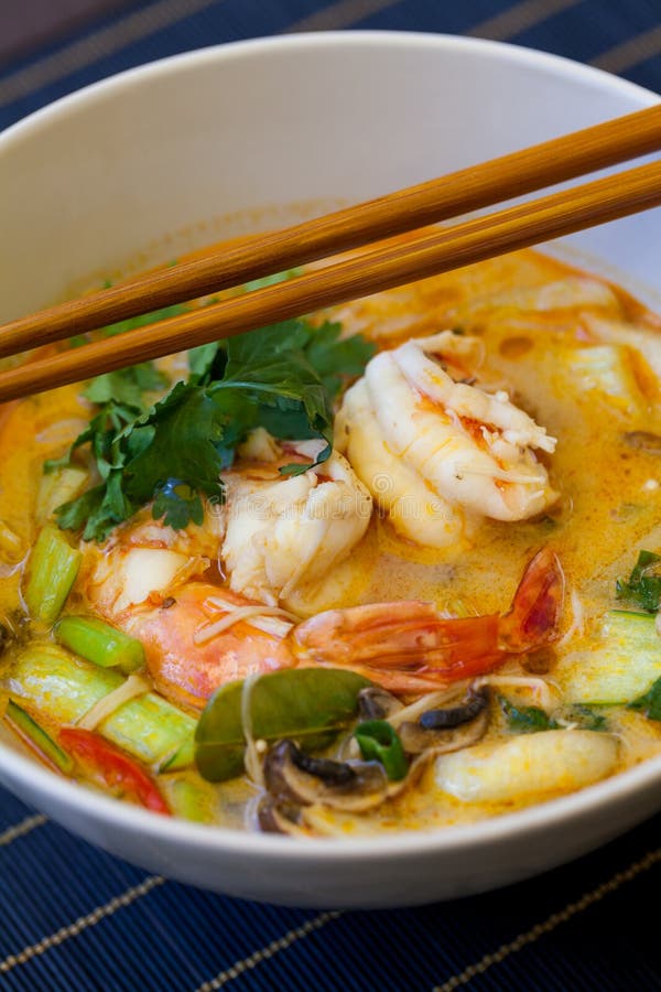 Bowl Of Traditional Thai Tom Yam Soup Stock Photo - Image of seafood ...