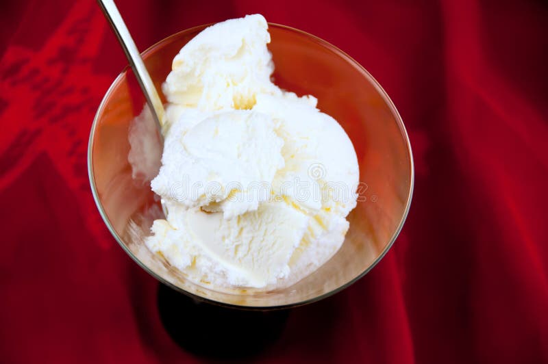 Bowl of vanilla ice cream