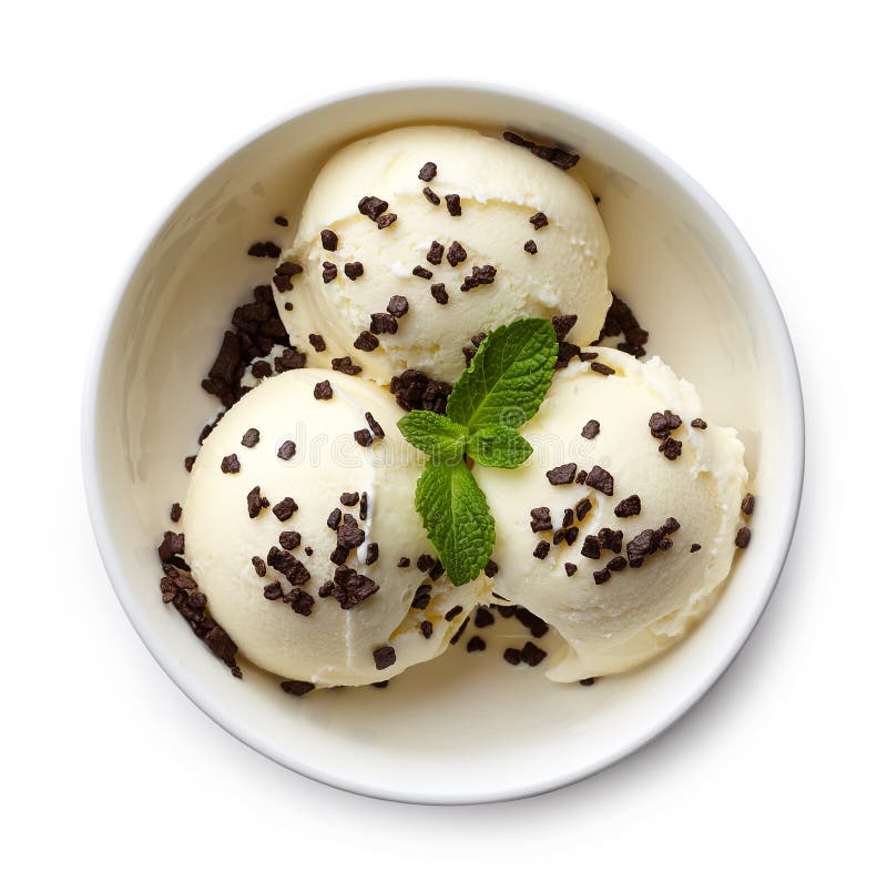 Bowl of Vanilla Ice Cream and Chocolate Chips Stock Photo Image of