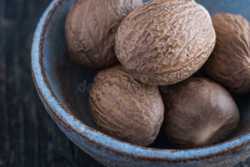 Whole Nutmeg Isolated on White Stock Image Image of space, background