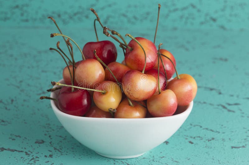 Beautiful Red and Yellow Golden Cherries royalty free stock photo Beautiful Red and Yellow Golden Cherries royalty free stock photo