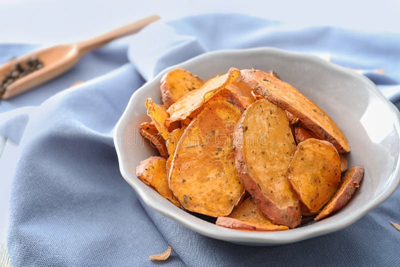 Bowl with Yummy Sweet Potato Chips Stock Photo - Image of food, chips ...