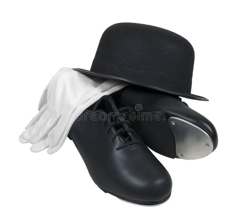 Bowler Hat with Tap Shoes and White Gloves Stock Photo Image of black