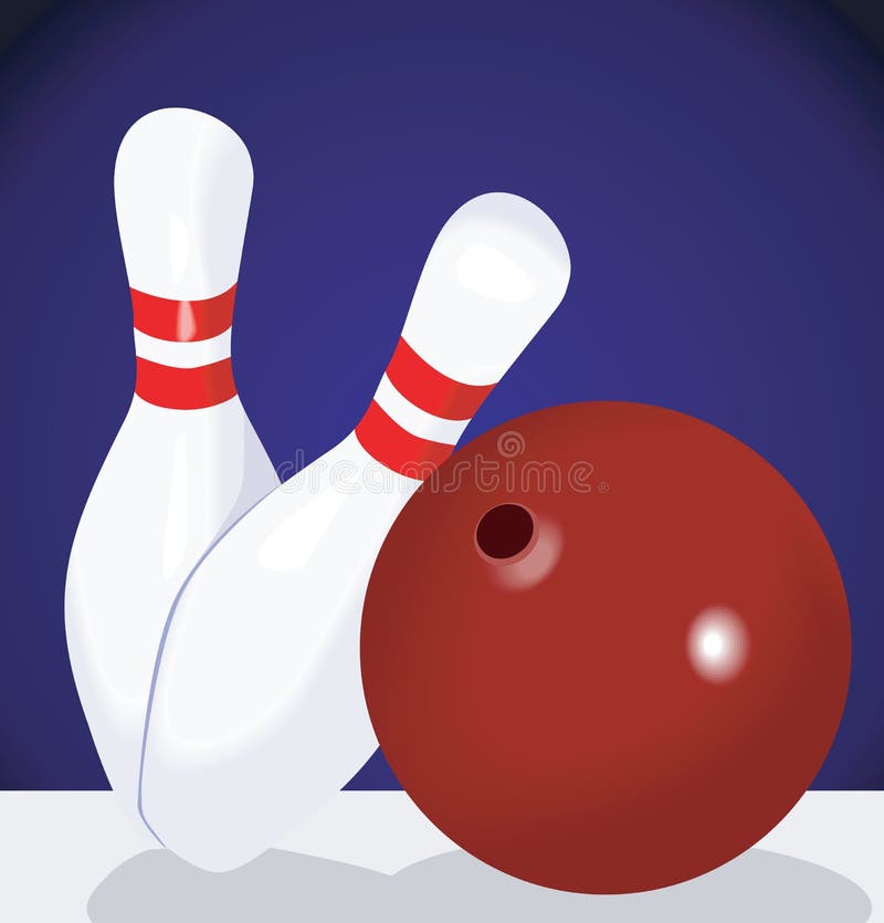 Illustration of bowling ball and pins stock illustration.