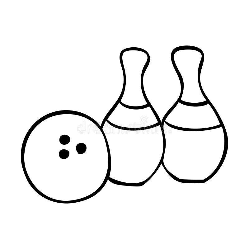 Black and White Bowling Ball and a Pair of Pins Stock Vector