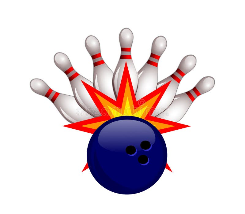 Bowling ball and pins logo stock illustration. Illustration of sport ...