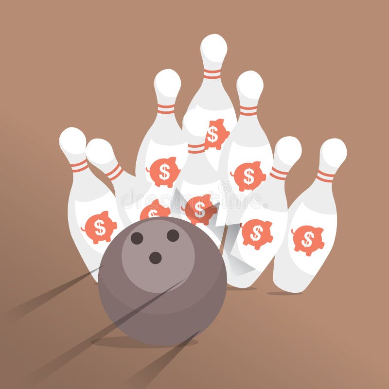 Bowling Ball with Pins. Vector Illustration Decorative Design Stock Vector Illustration of