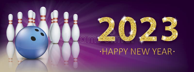 Bowling Bann New Year Bowling Eve Eps Vector File Golden New Year Bowling Pin Deck Banner Ball 240361448 