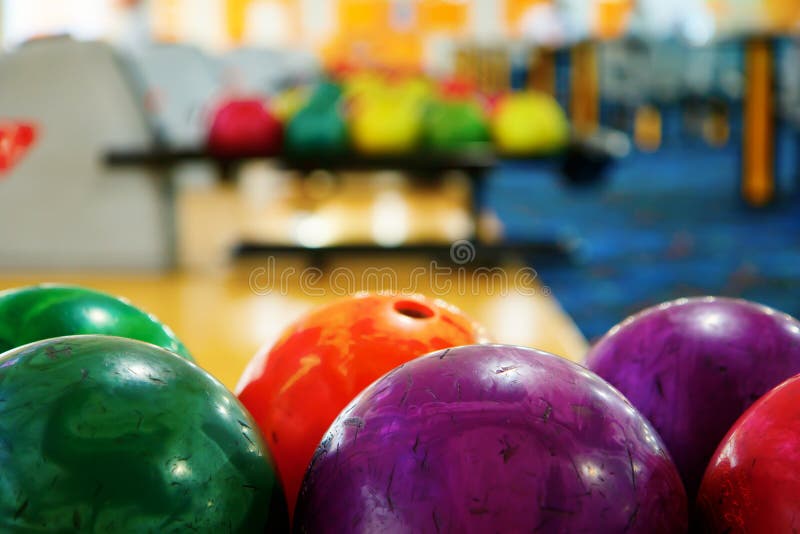 Bowling. Bowling Balls. Bowling Alley Stock Photo - Image of green ...