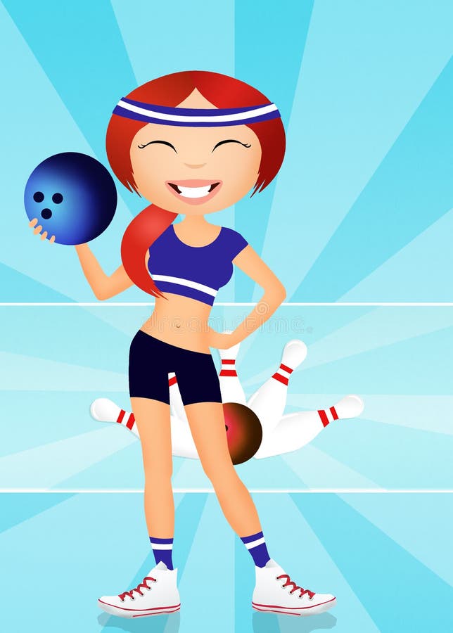 Cartoon girl bowling stock vector. Illustration of child 30988469