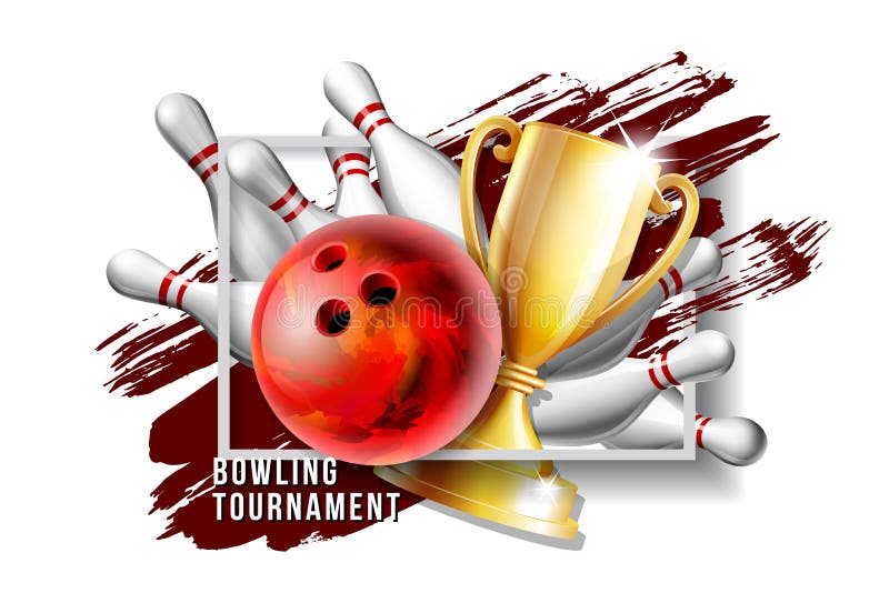 Bowling Game Award. Bowling Ball with Golden Crown and Golden Cup Stock ...