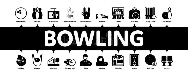 Bowling Game Tools Minimal Infographic Banner Vector stock illustration Bowling Game Tools Minimal Infographic Banner Vector stock illustration
