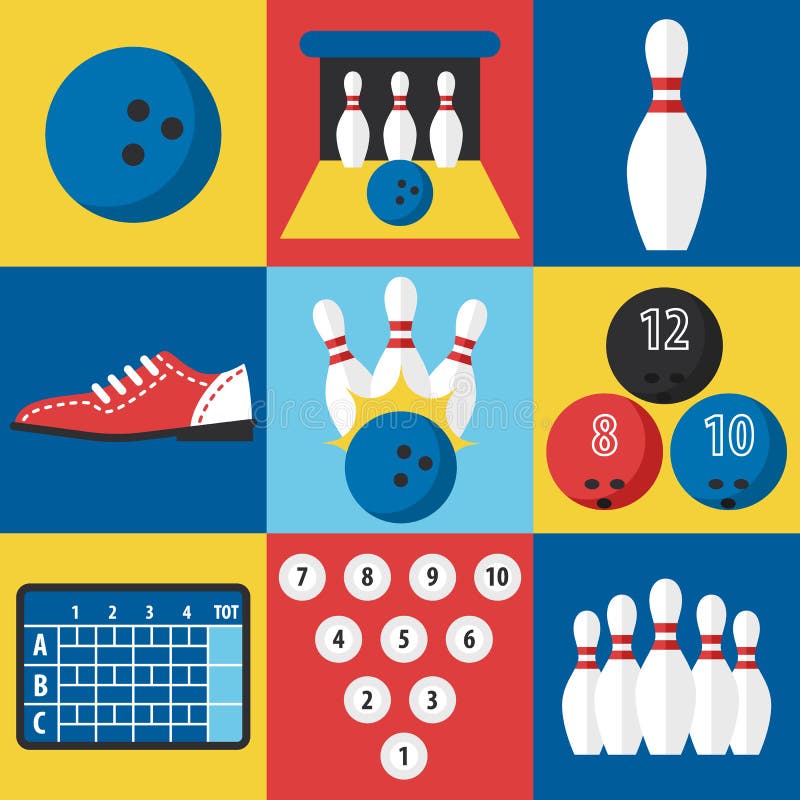 Bowling icons stock vector. Illustration of icon, flat - 58708632