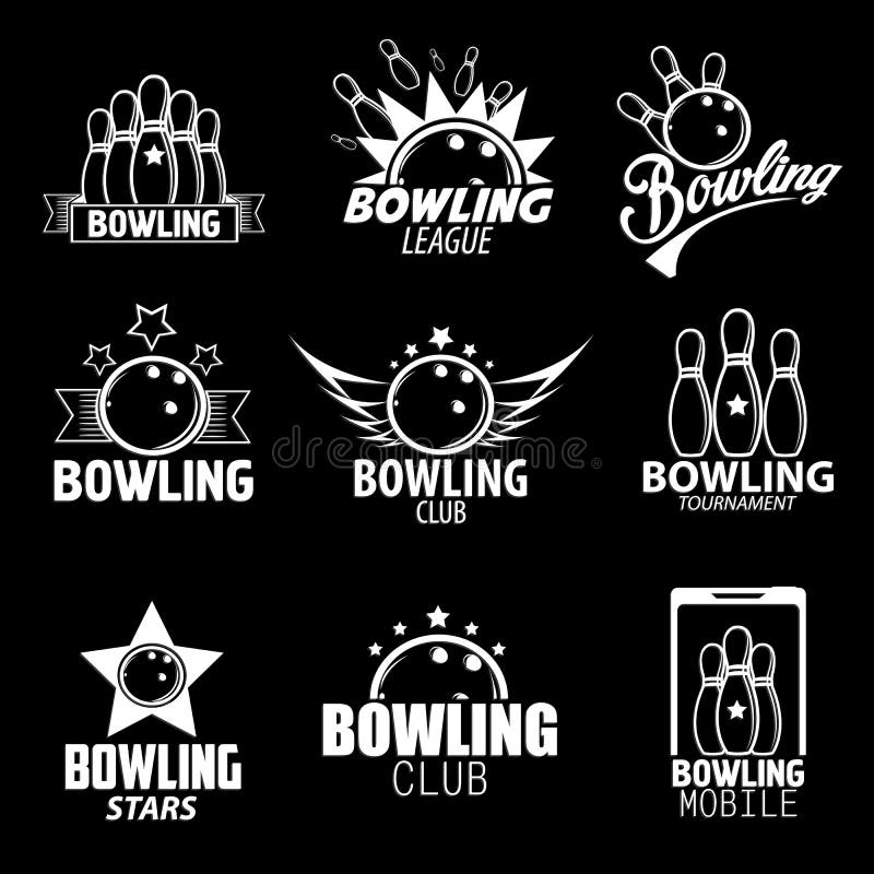 Bowling Labels, Logos Design Elements and Icons Set. Stock Vector ...