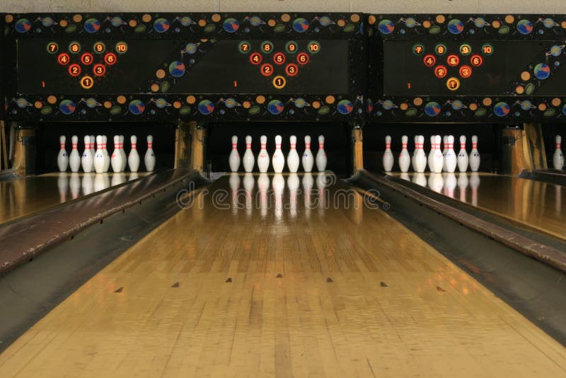 Bowling Ball and Falling Pins Stock Photo Image of recreational, fall