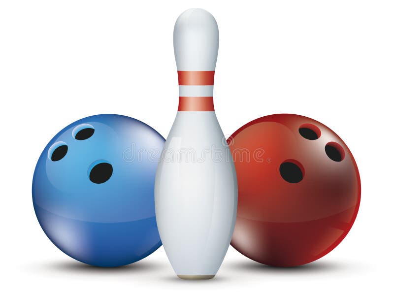 Bowling Pin Balls Red Blue. 