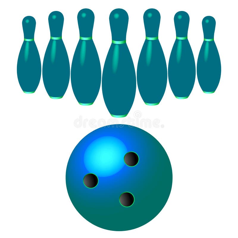 Bowling pins and ball isolated on white stock illustration Bowling pins and ball isolated on white stock illustration