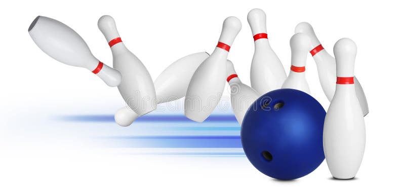 Bowling pins and ball on background. 