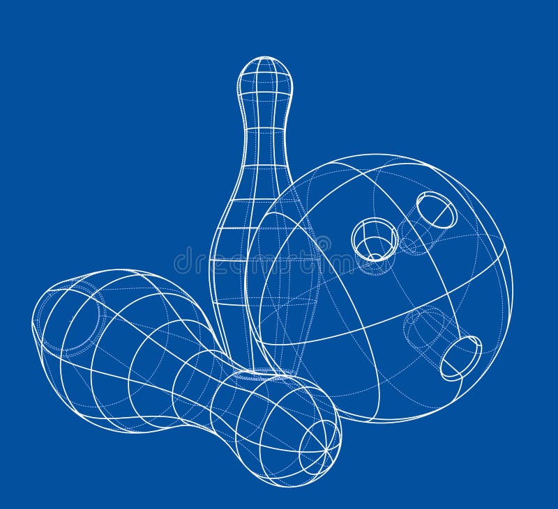 Bowling skittles and ball outline. Vector royalty free illustration Bowling skittles and ball outline. Vector royalty free illustration