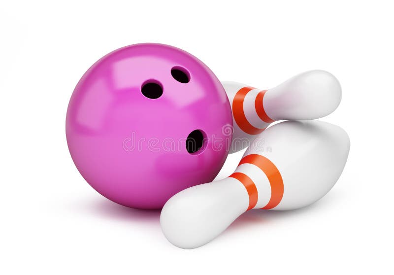 Bowling strike 3D rendering, 3D illustration royalty free illustration