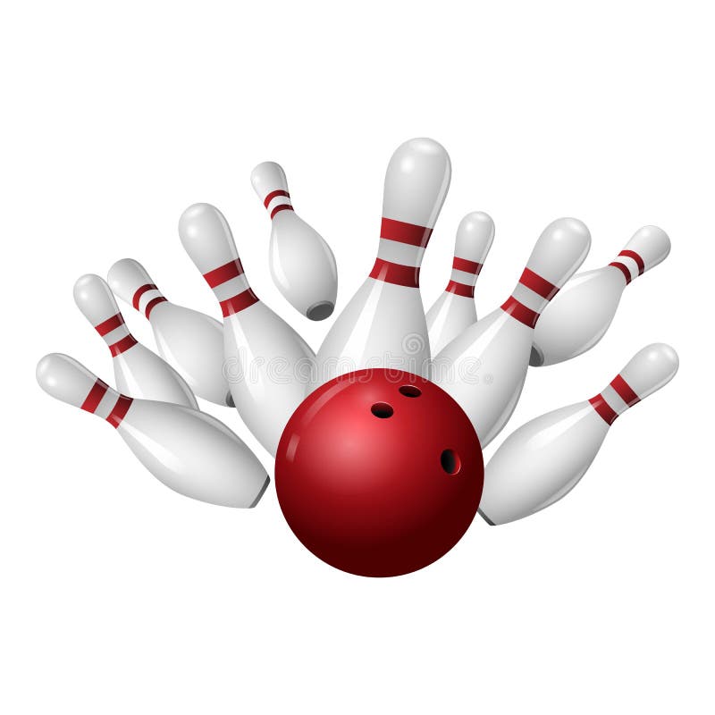 Bowling Strike Icon, Realistic Style Stock Vector - Illustration of