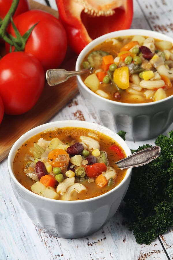 Bowls with Italian Soup Minestrone Stock Image Image of minestrone