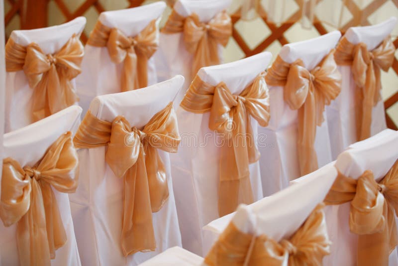 Bows Made of Fabric. Accessory Chair Bow Wedding Registration Stock