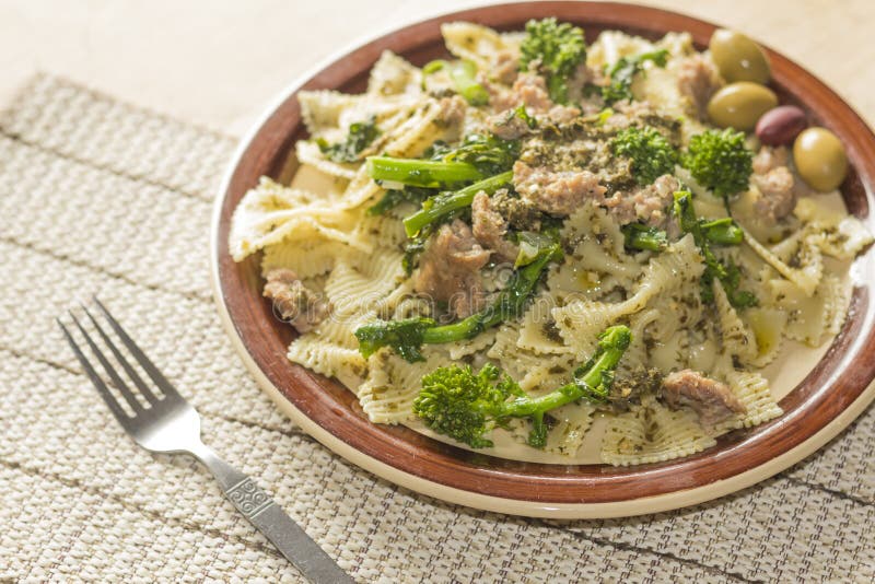 Bowtie Pesto stock photo. Image of cuisine, broccolini - 52711816