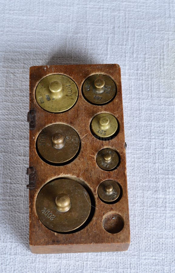 Antique box and weights stock image. Image of antique 8923261
