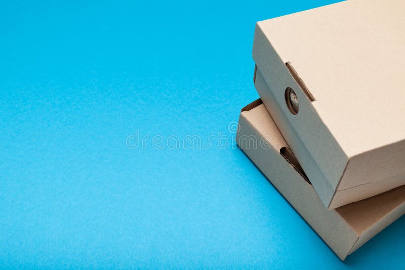 Box cardboard object. Delivery parcel. Copy space for text.