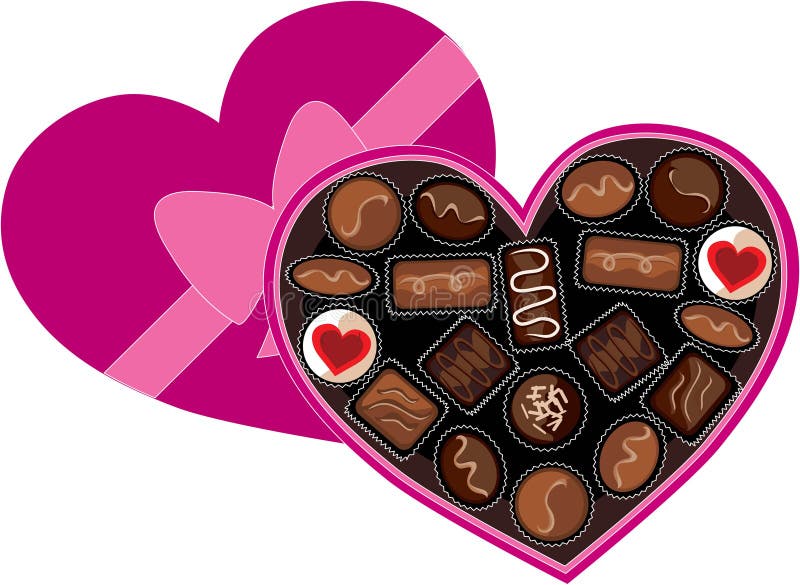A heart shaped box full of chocolates. Shaped gift vectors