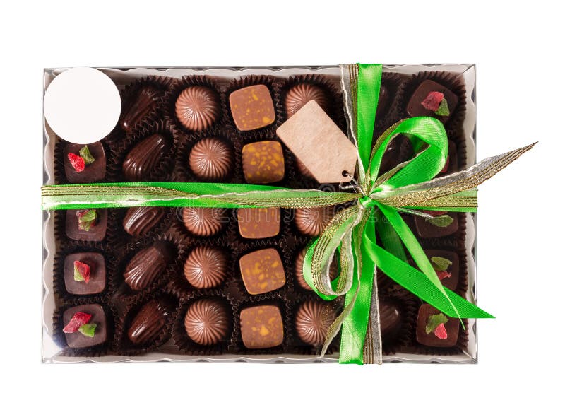 Box of Chocolates with Ribbon Stock Image Image of candy, cream