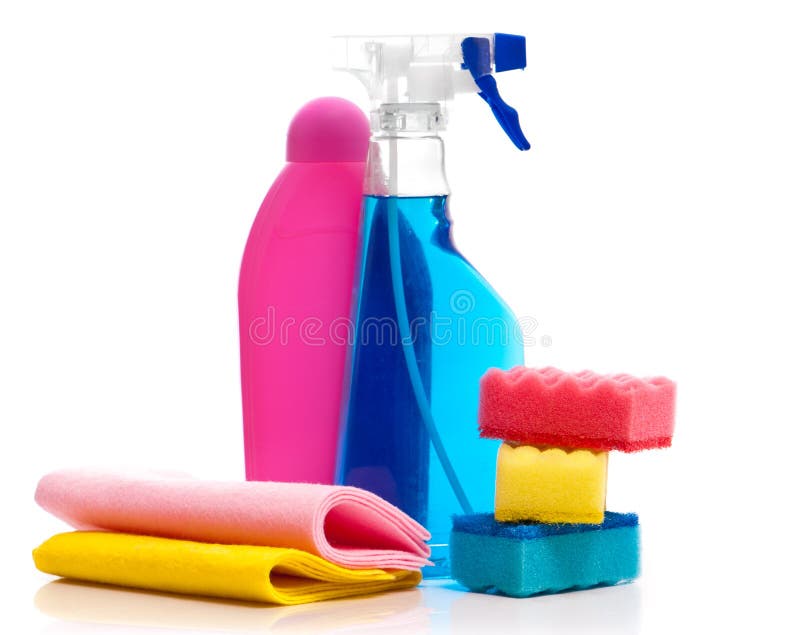 Box of cleaning supplies stock photo. Image of chemical 25353866