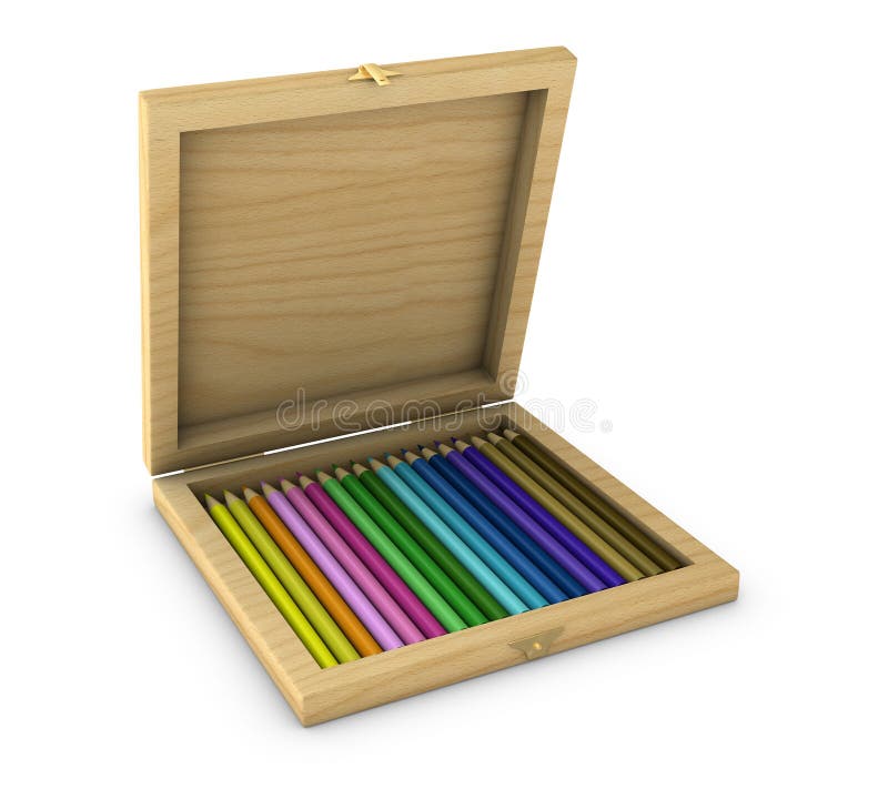 Box of colored pencils stock illustration. Illustration of bunch - 18475438